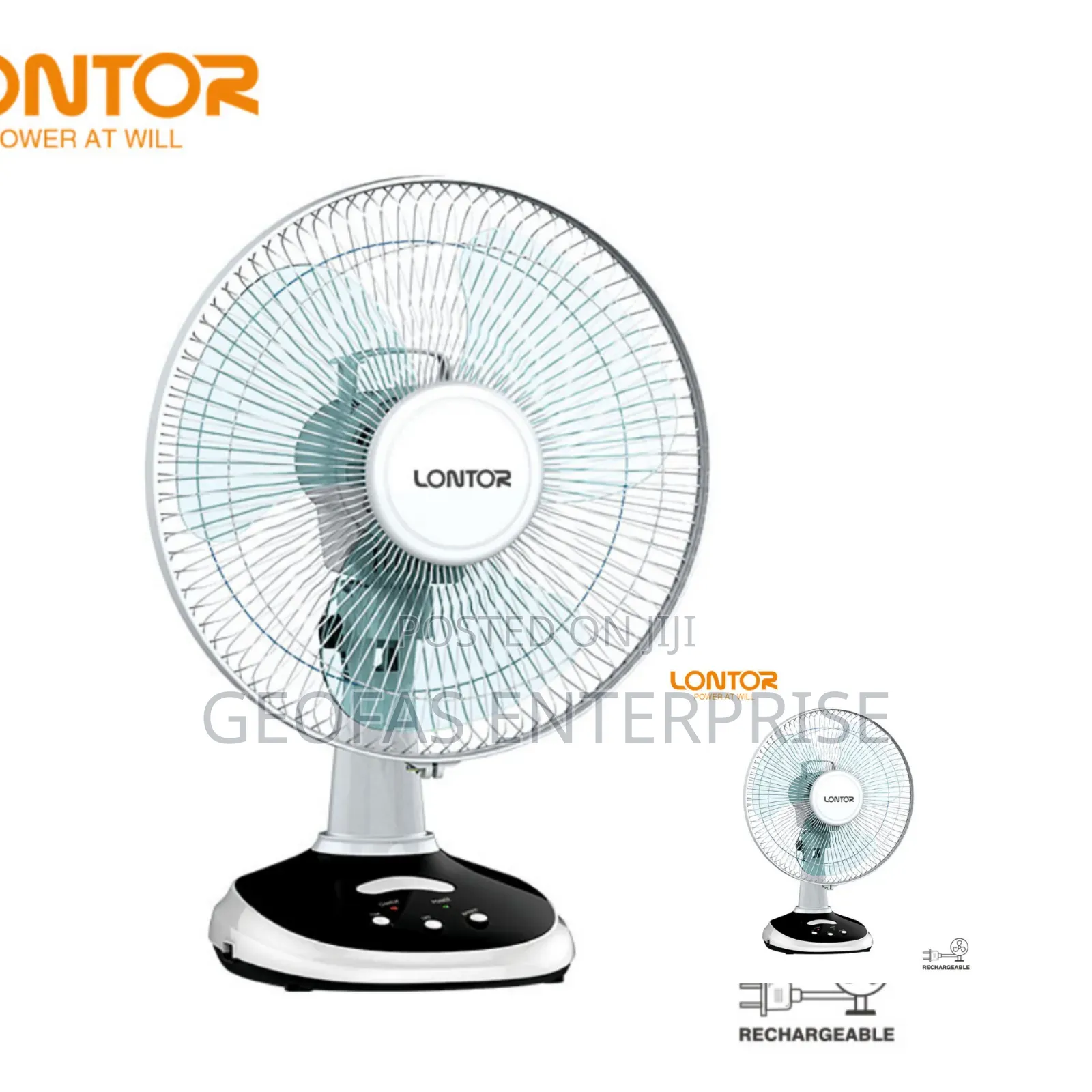 Lontor High Quality Portable Rechargeable Table Fan