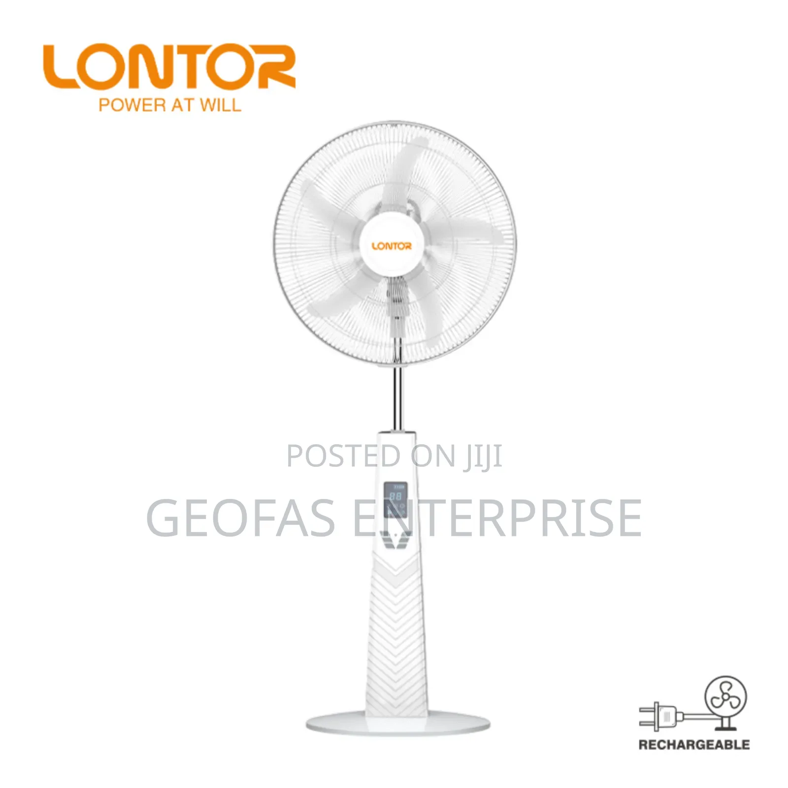 Lontor High Power Rechargeable Standing Fan