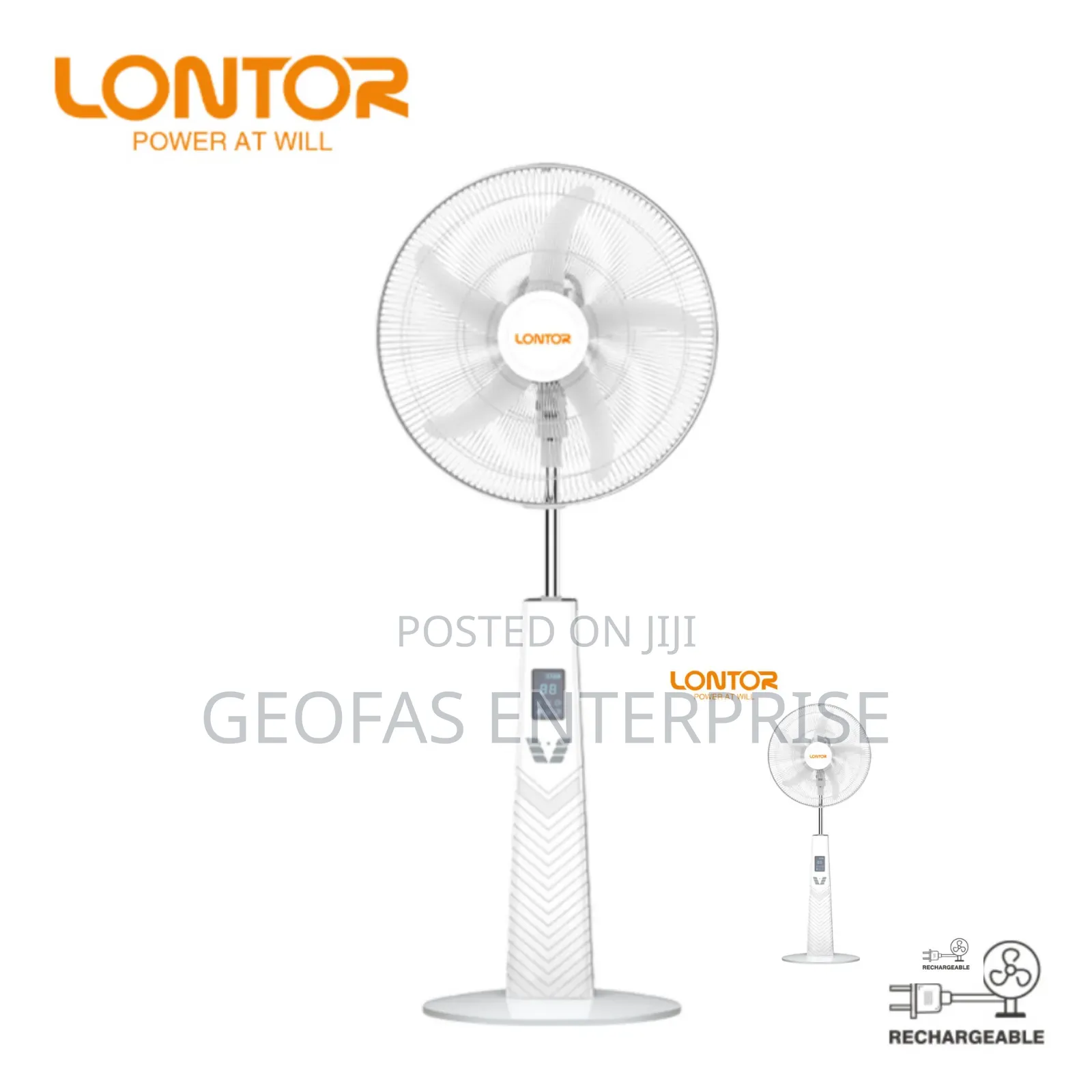 Lontor High Power Rechargeable Standing Fan
