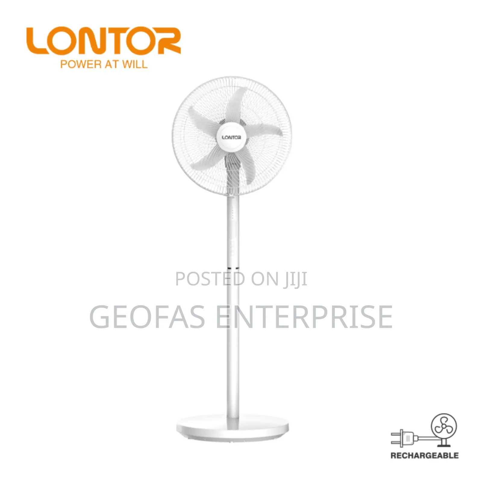 Lontor High Performance Rechargeable Fan With 3 Height Modes