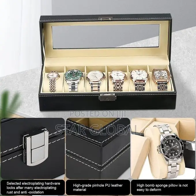 Display 6 Slots Watch Rings Bracelets Storage Box