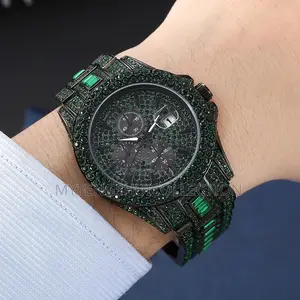 Missfox Green Luxury Diamond Iced Out Wrist Watch