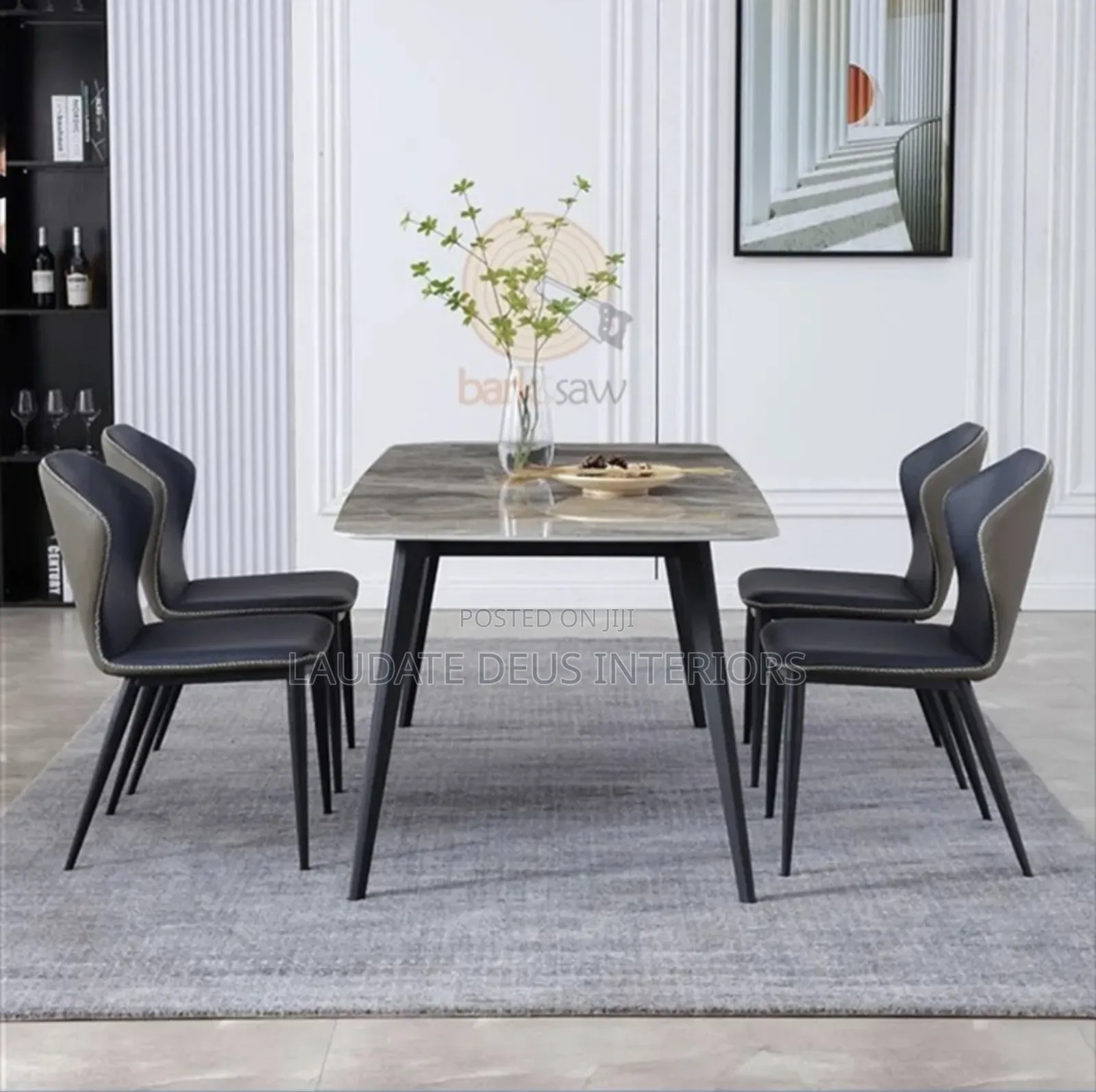 New Imported Classic 4 Seaters Marble Top Dining Set.