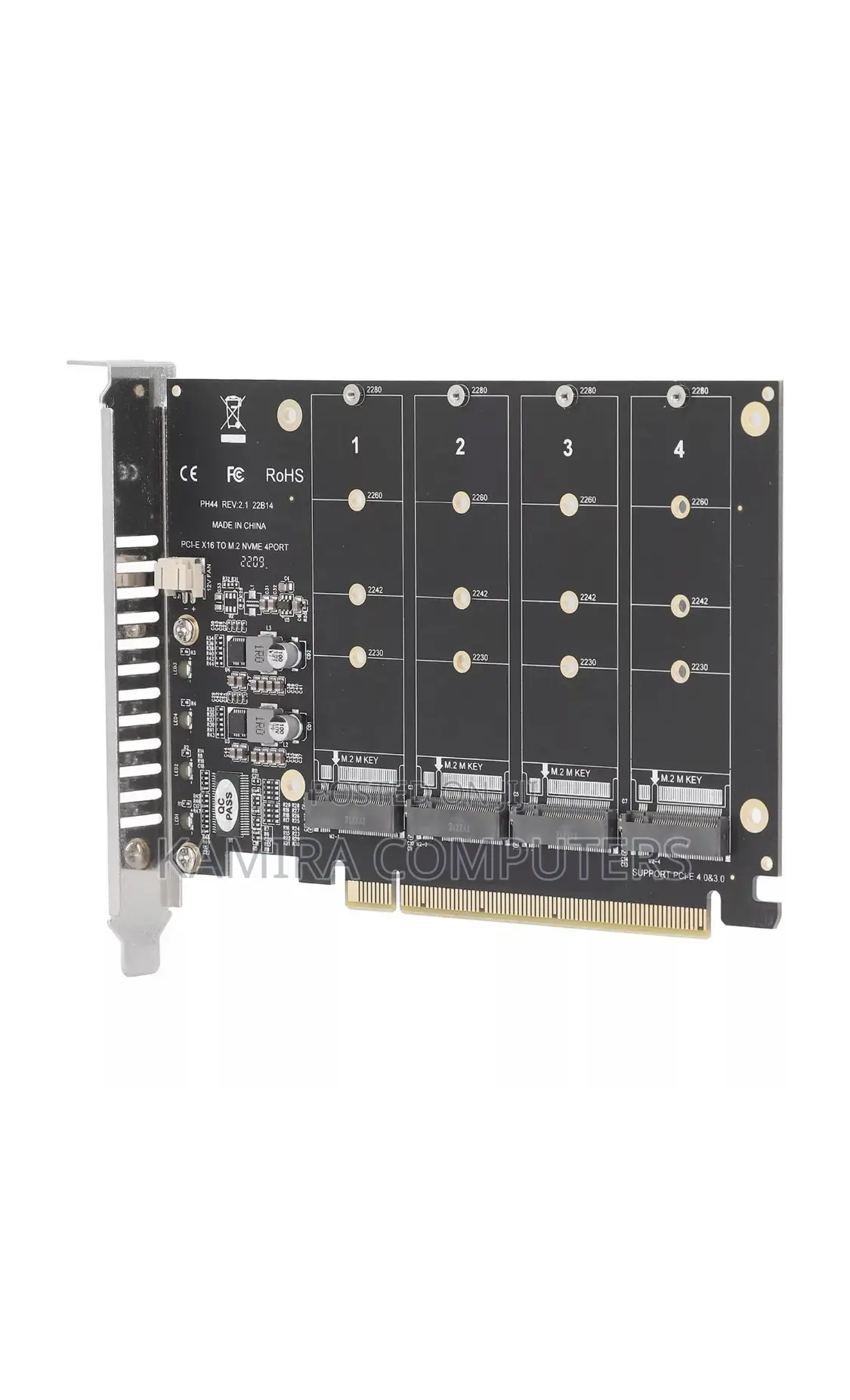 M.2 NVME SSD to PCIE X16 Adapter 4 Port High Speed 4x32gbps