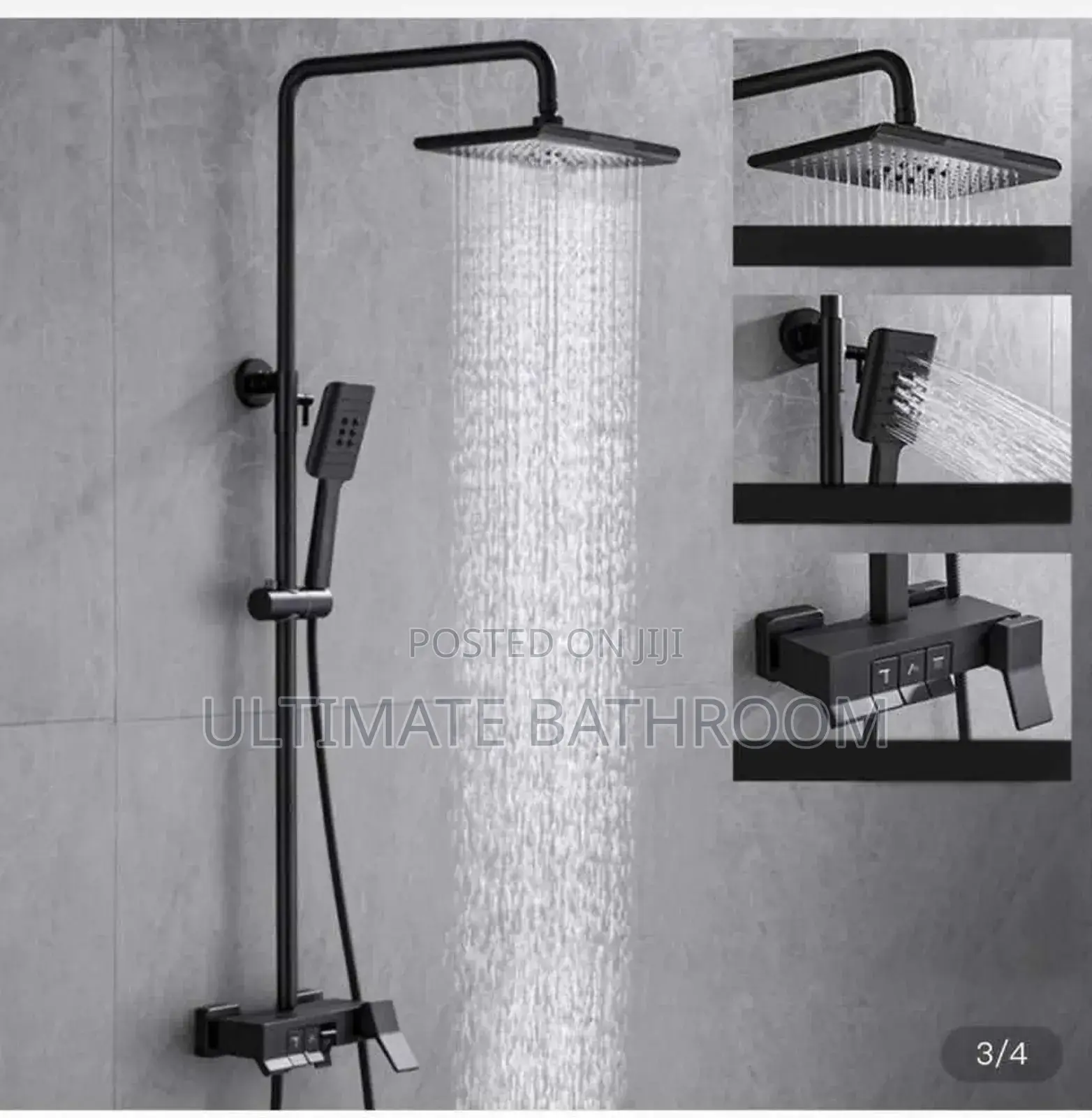 High Quality 3button Black Bathroom Standing Shower