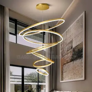 Modern 6 Round Ring Led Ceiling Chandeliers for Staircase
