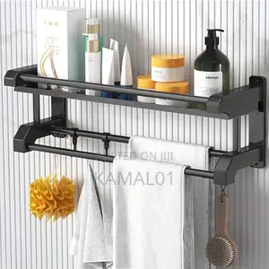 Storage Rack Towel Bar Simple Bathroom Shelf Wall Mounted -