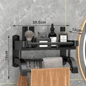 Storage Rack Towel Bar Simple Bathroom Shelf Wall Mounted -