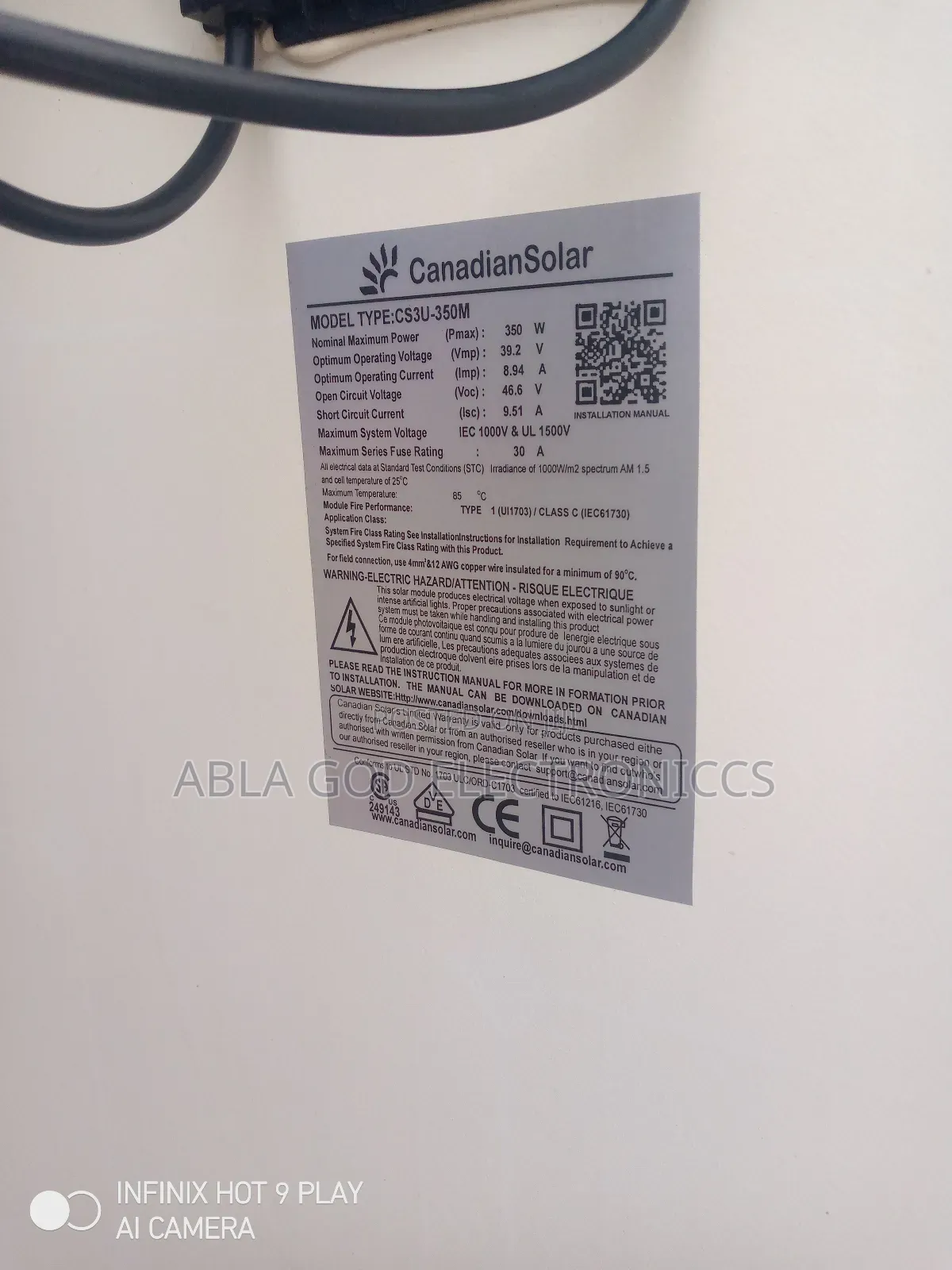 350watt Canadian Mono Crystalline Panel Fast Charging.