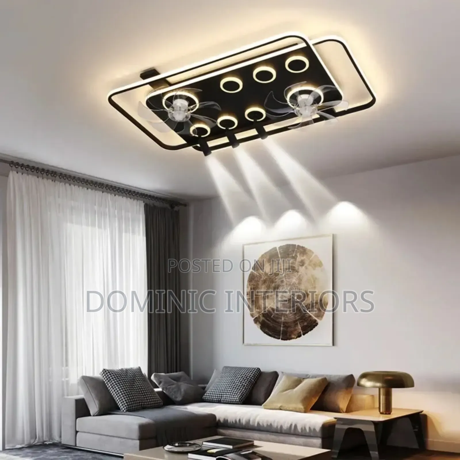 New Rectangular Living Room Ceiling Fan Lamp