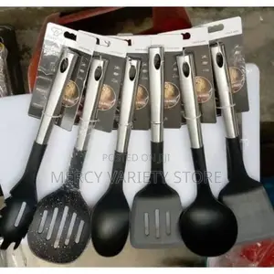 Non-Stick Cooking Spoon With Silver Handle - 6pcs