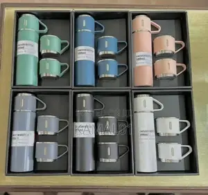 Stainless Steel Vacuum Flask Set With 2 Cups