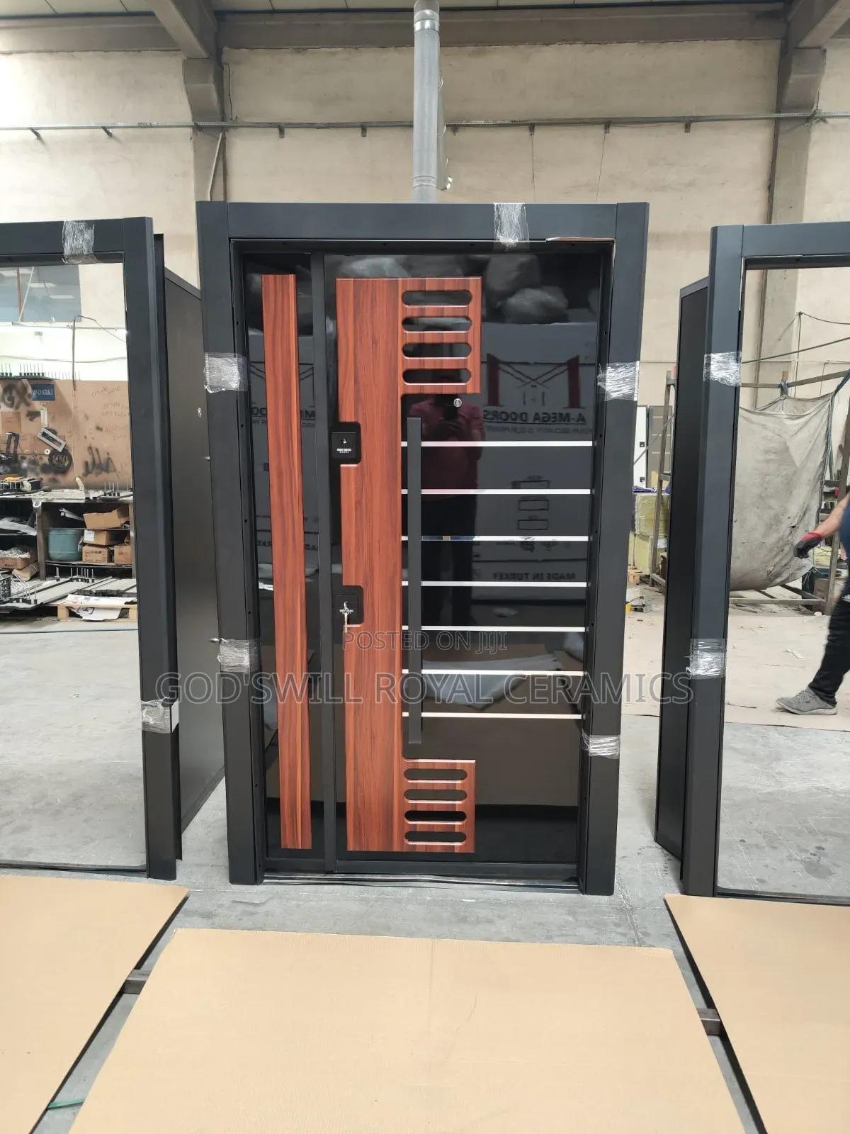 Silver and Brown Design Door