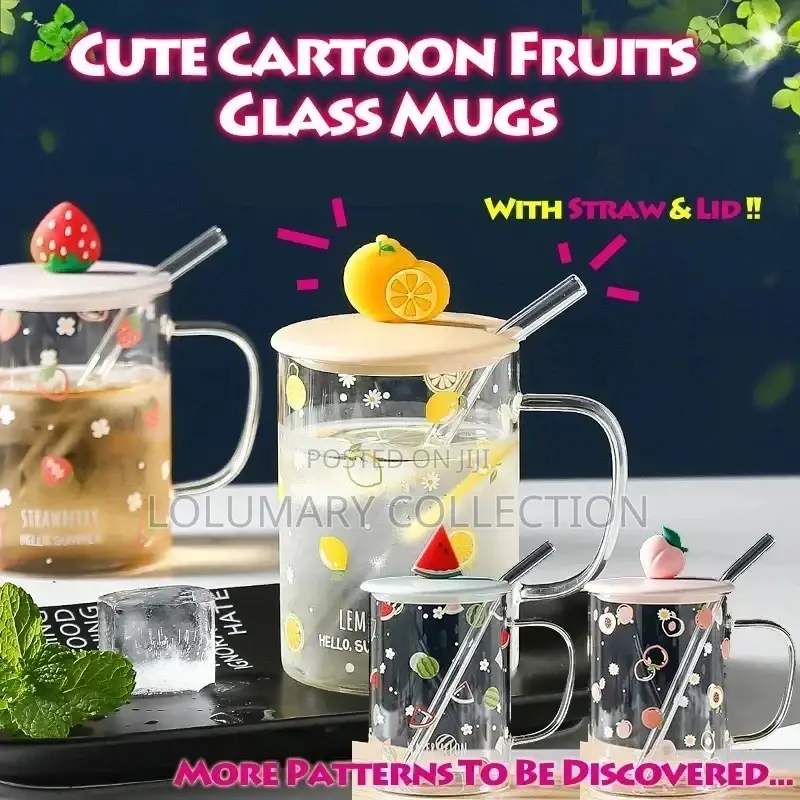Fruit Straw Glass Cup Transparent Straw Handle Mug Office