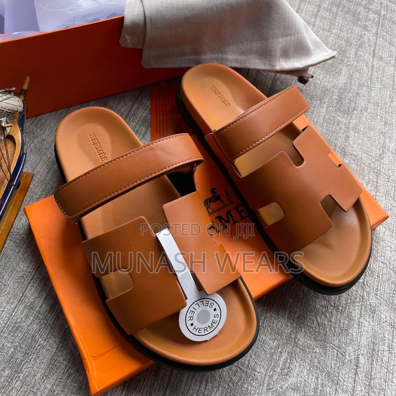 Hermes Leather Slipers