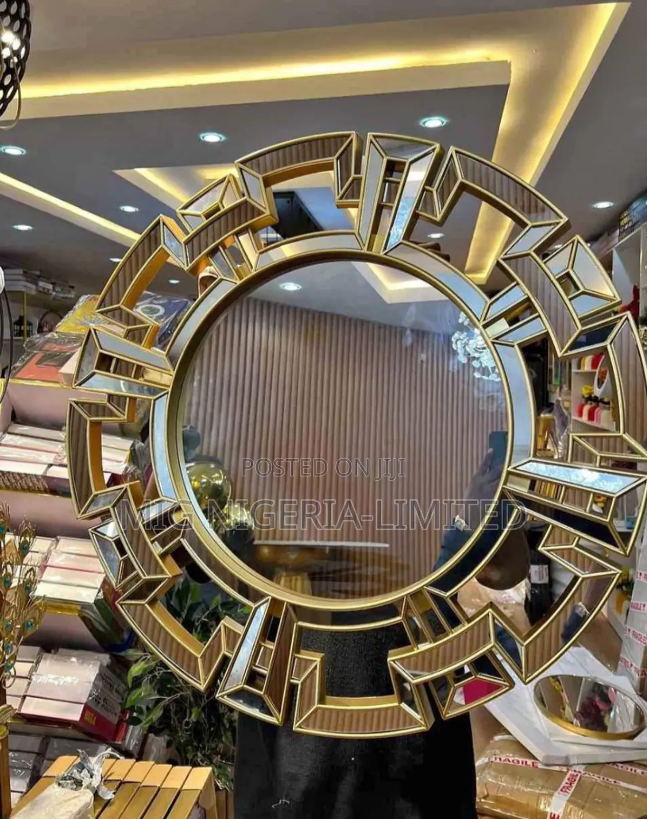 Wall Rectangular Shape Decorative Gold Mirror 76cmx95cm