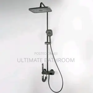Grey Bathroom Standing Shower With Shattaf