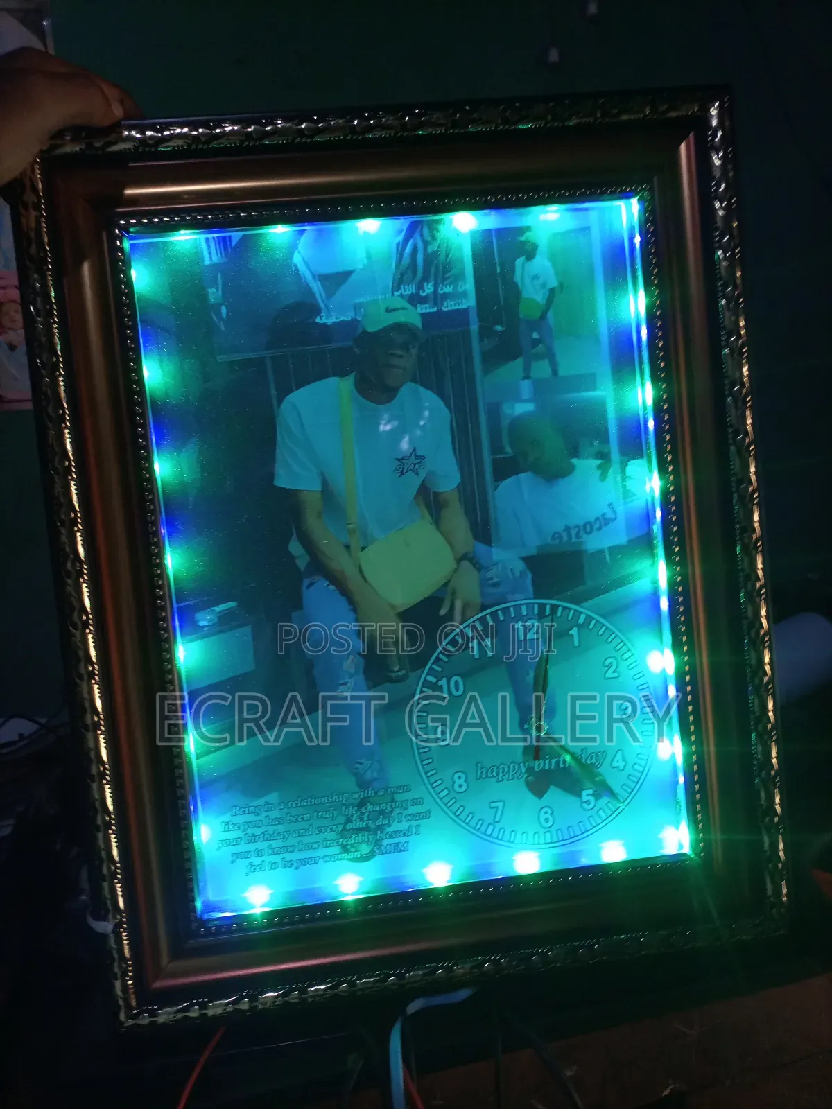 Battery Powered Light Frame With Clock
