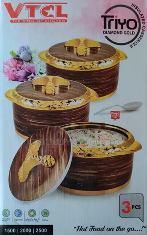 VTCL Triyo Diamond Gold Insulated Casserole 3pcs Set