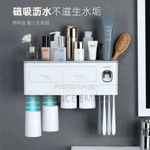 Toothbrush Holder Wall Rack Cups With Toothpaste Dispenser