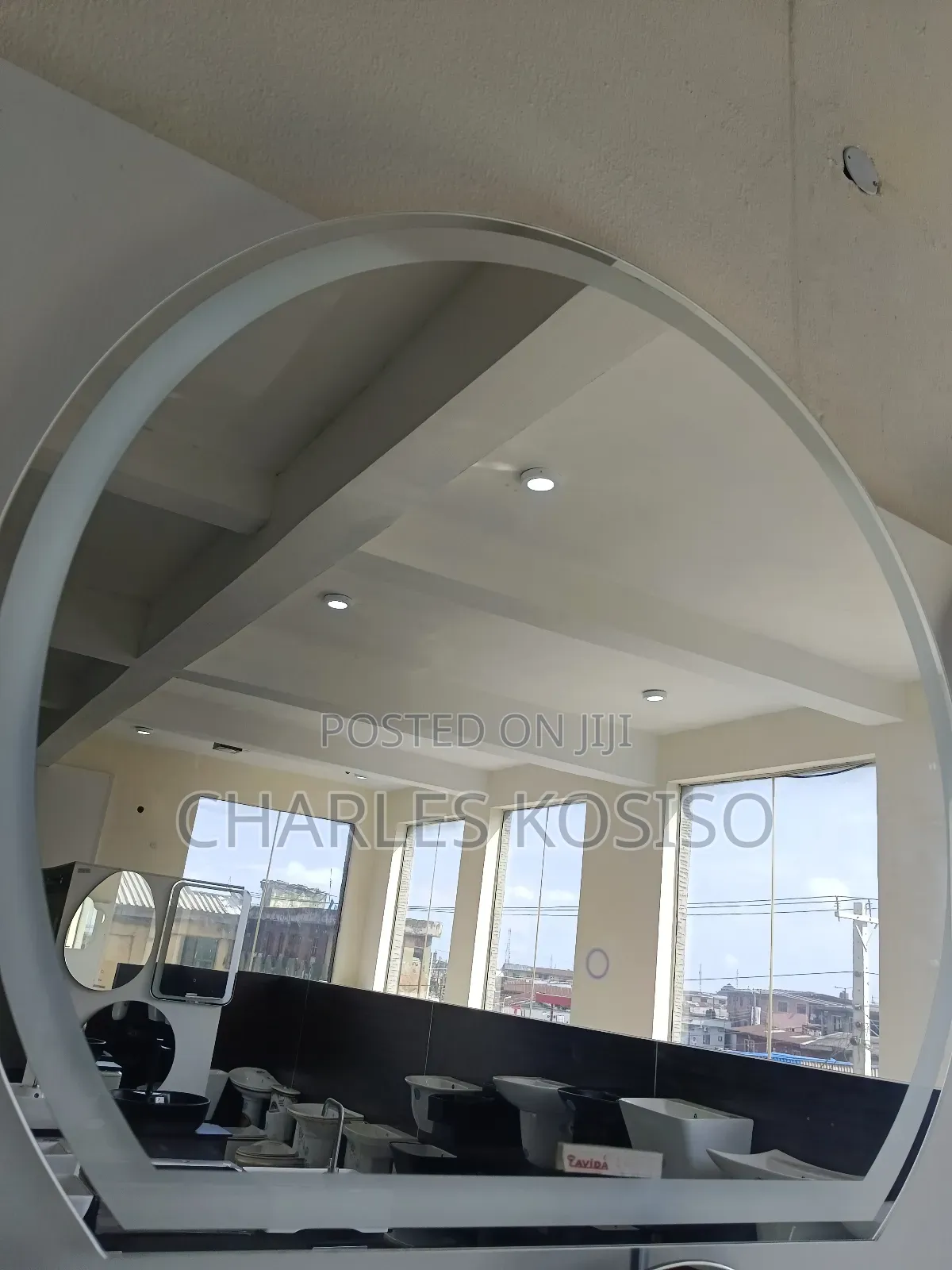 Led Mirror Semi Oval Shape With 3 Light 