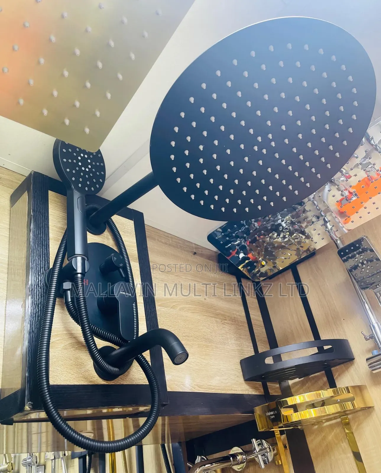 Matte Black Round Conduit Shower Set