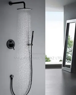 Matte Black Round Conduit Shower Set