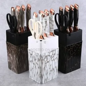 8pcs Marble With Wooden Top Knife Set