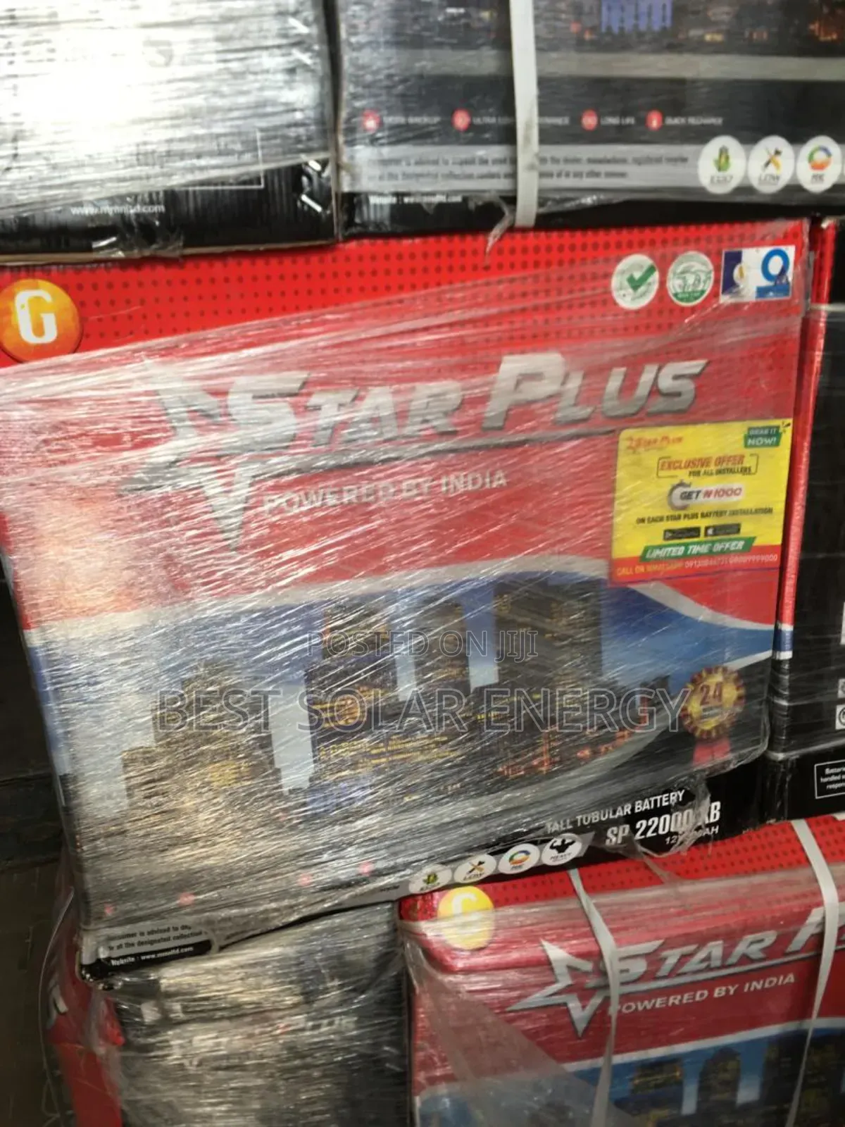 Star Plus Tubular Battery 220a