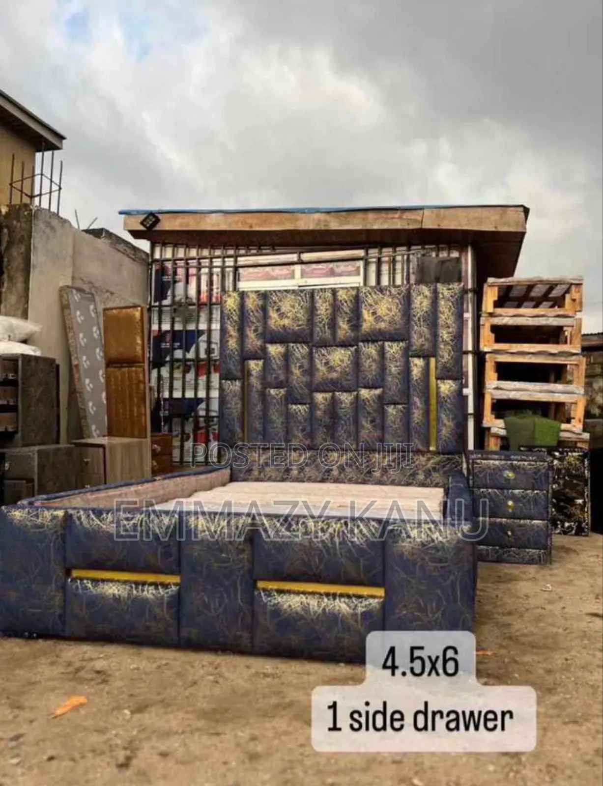 4.5 By6 Padded Bedframe With Drawer