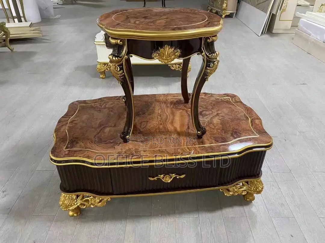 Royal Luxury Center Table With Drawers Two Side Stools