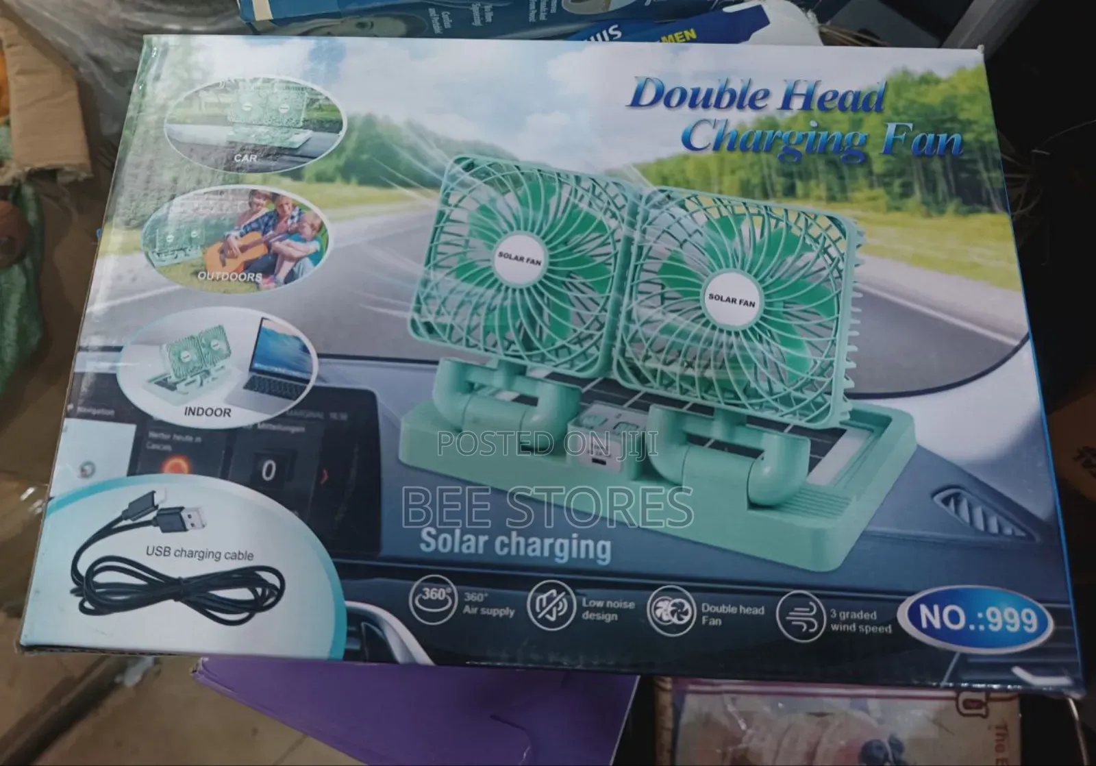 Double Head Solar Charging Fan