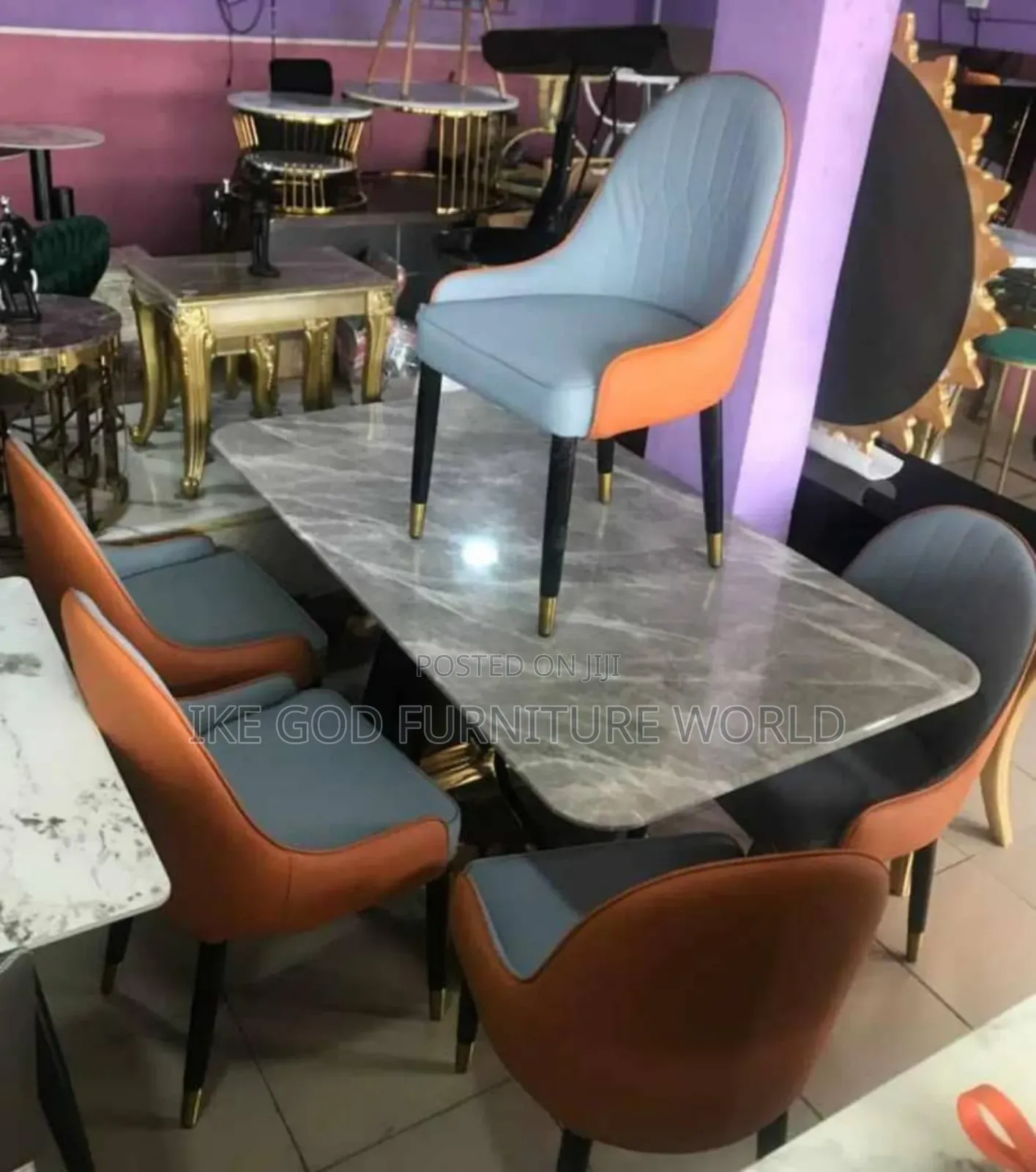 High Classic Turkish Marble Dining Table With Solid Chairs
