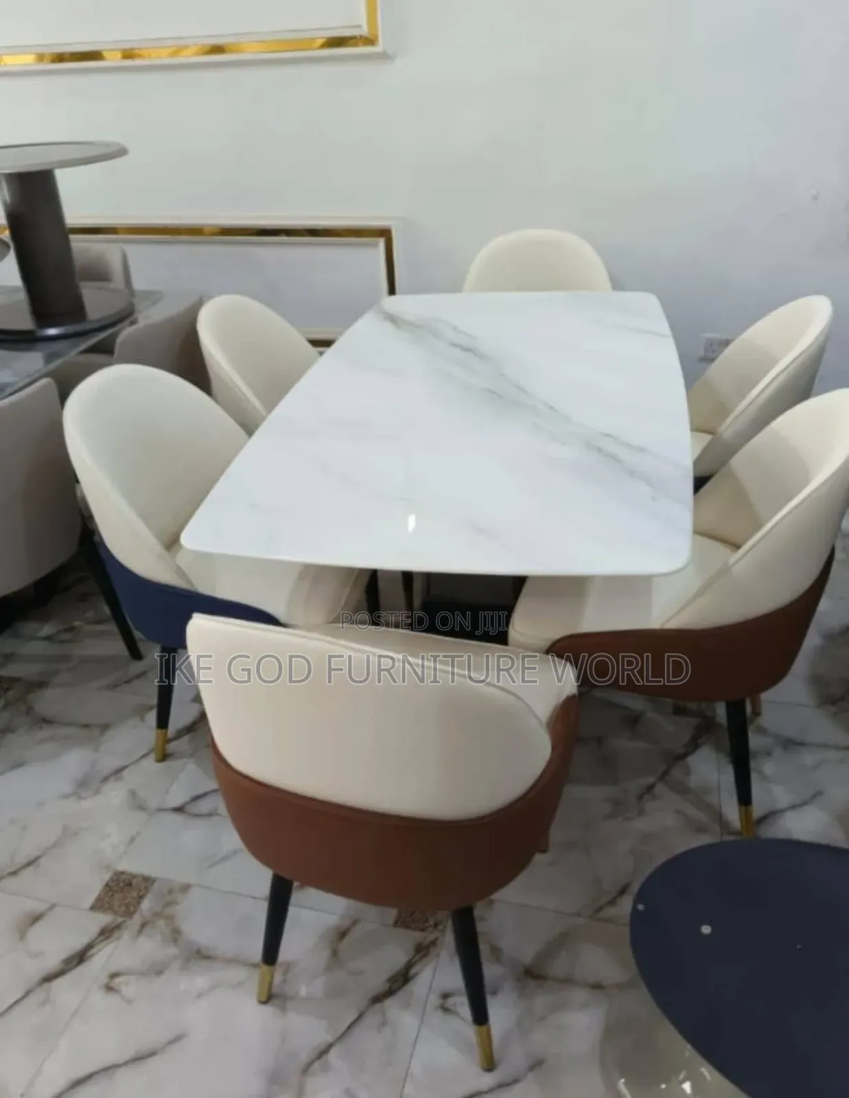6seater High Classic Turkish Marble Dining Table With Solid