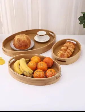 3pcs Oval Wooden Tray