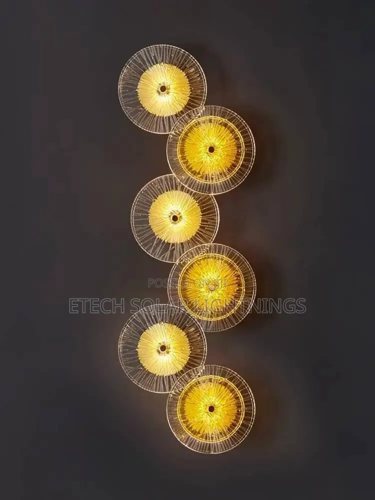 Modern Luxury Lotus Leaf Round Golden Glass Wall Light