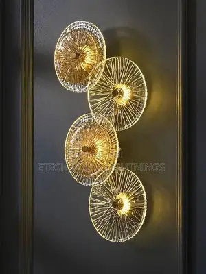 Modern Luxury Lotus Leaf Round Golden Glass Wall Light