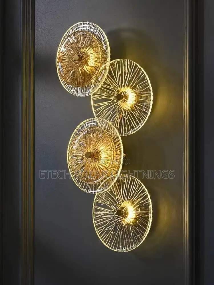 Modern Luxury Lotus Leaf Round Golden Glass Wall Light
