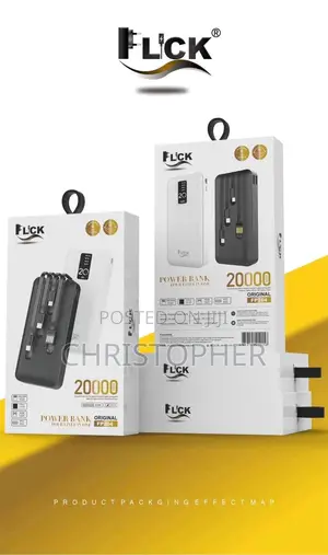 Flick 20000mah Huge Capacity With 4 Inbuilt Cable Power Bank