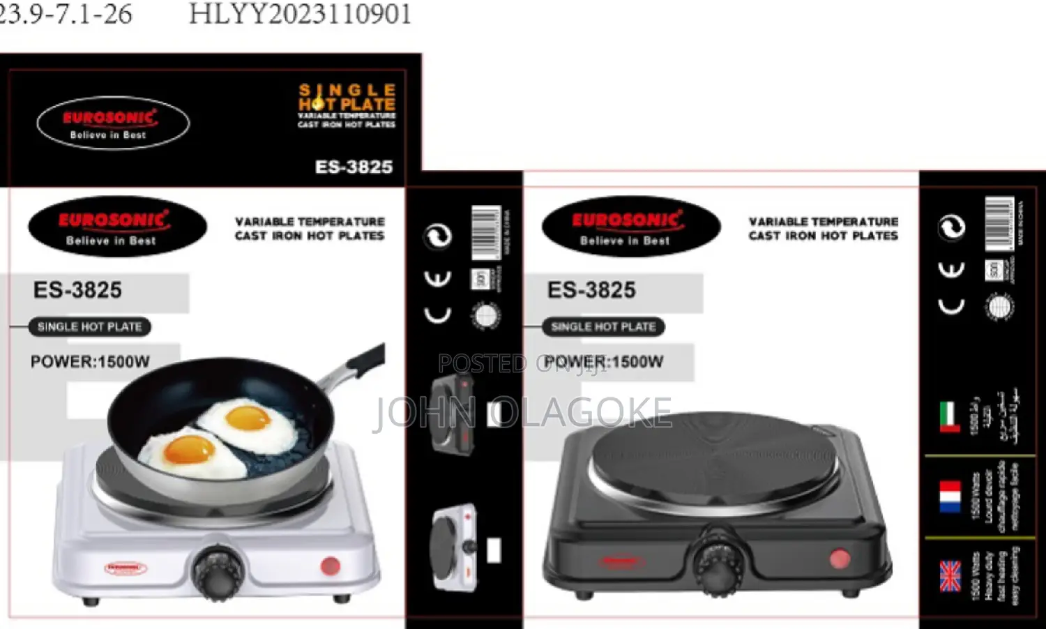 Es3825 Eurosonic Solid Single Hot Plate