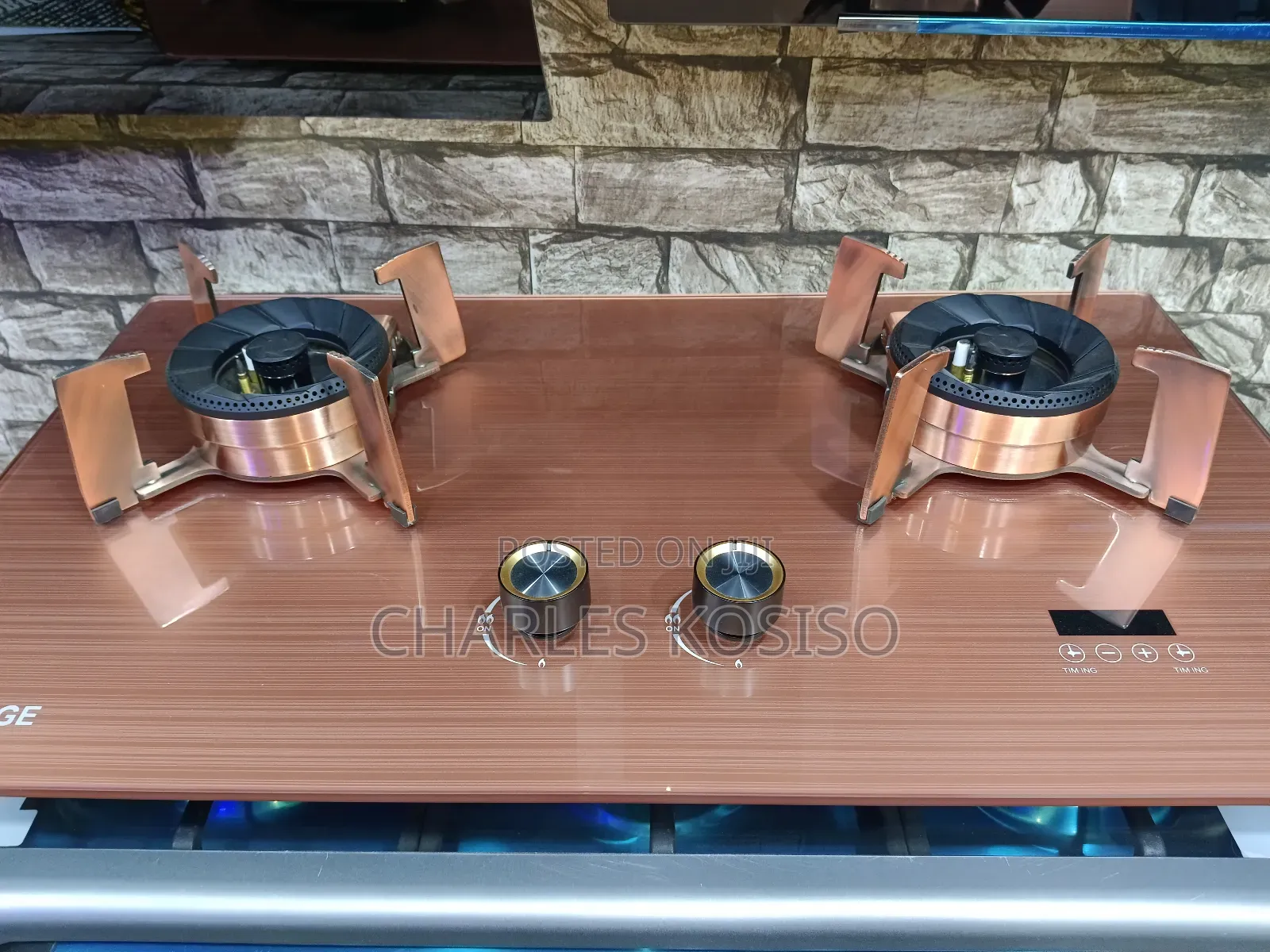 2 Burner Gas Flip Up Gold