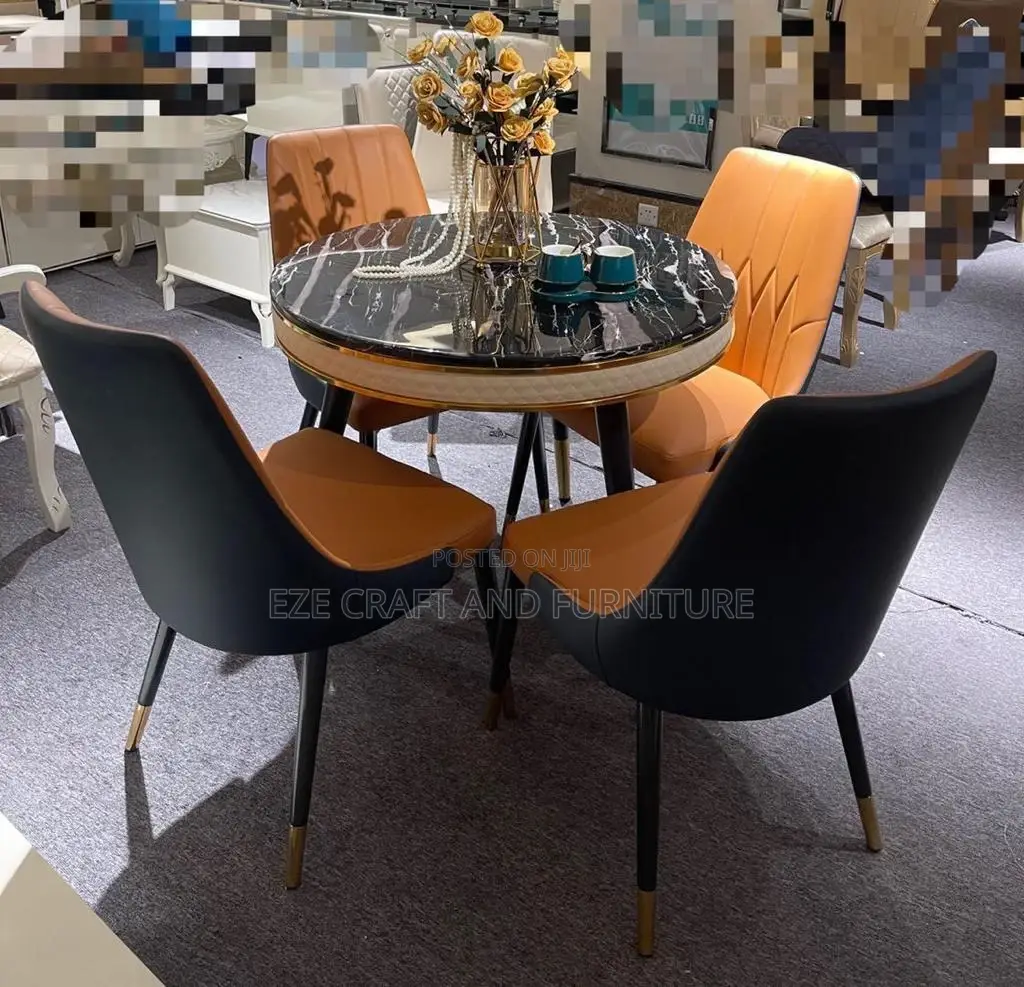 Dining Set Round Marble Table and Chairs