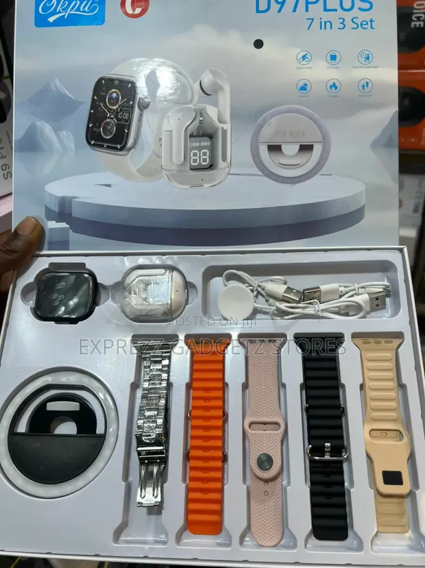 D97 Plus 8 in 1 Set Smartwatch Combo With Selfie Light in Ikeja - Smart  Watches & Trackers, Exprezz Gadgetz Stores | Jiji.ng