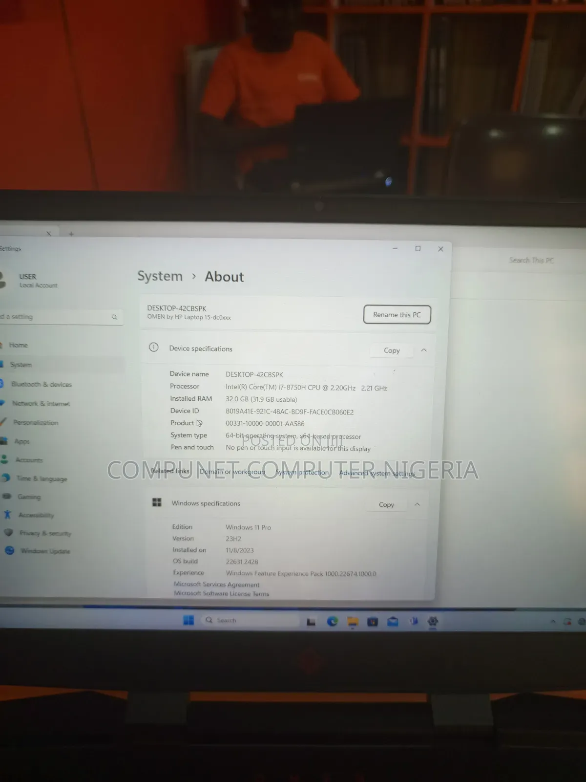 Laptop HP Omen 15-Ce0xx 32GB Nvidia SSD 1T