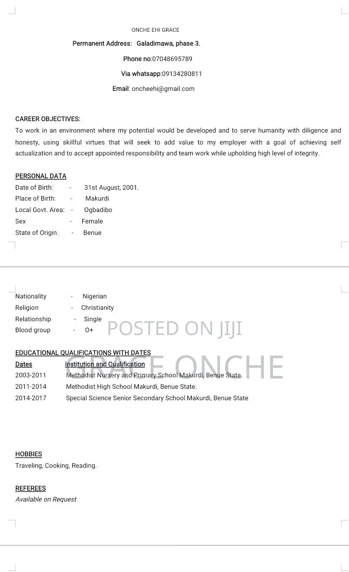 Construction Skilled Trade CV