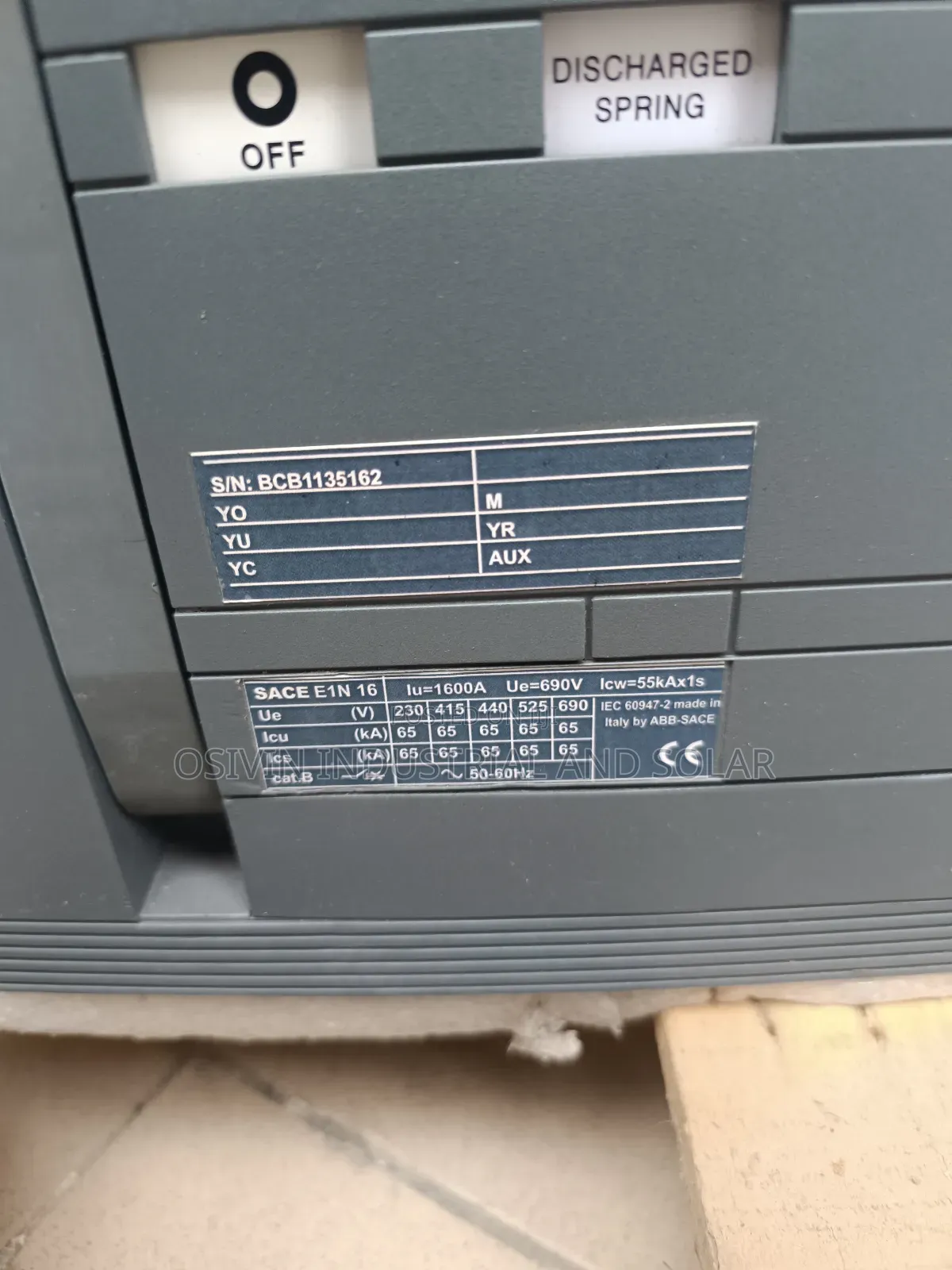 Sace E1N 16 ABB Breaker 1600a 4pole
