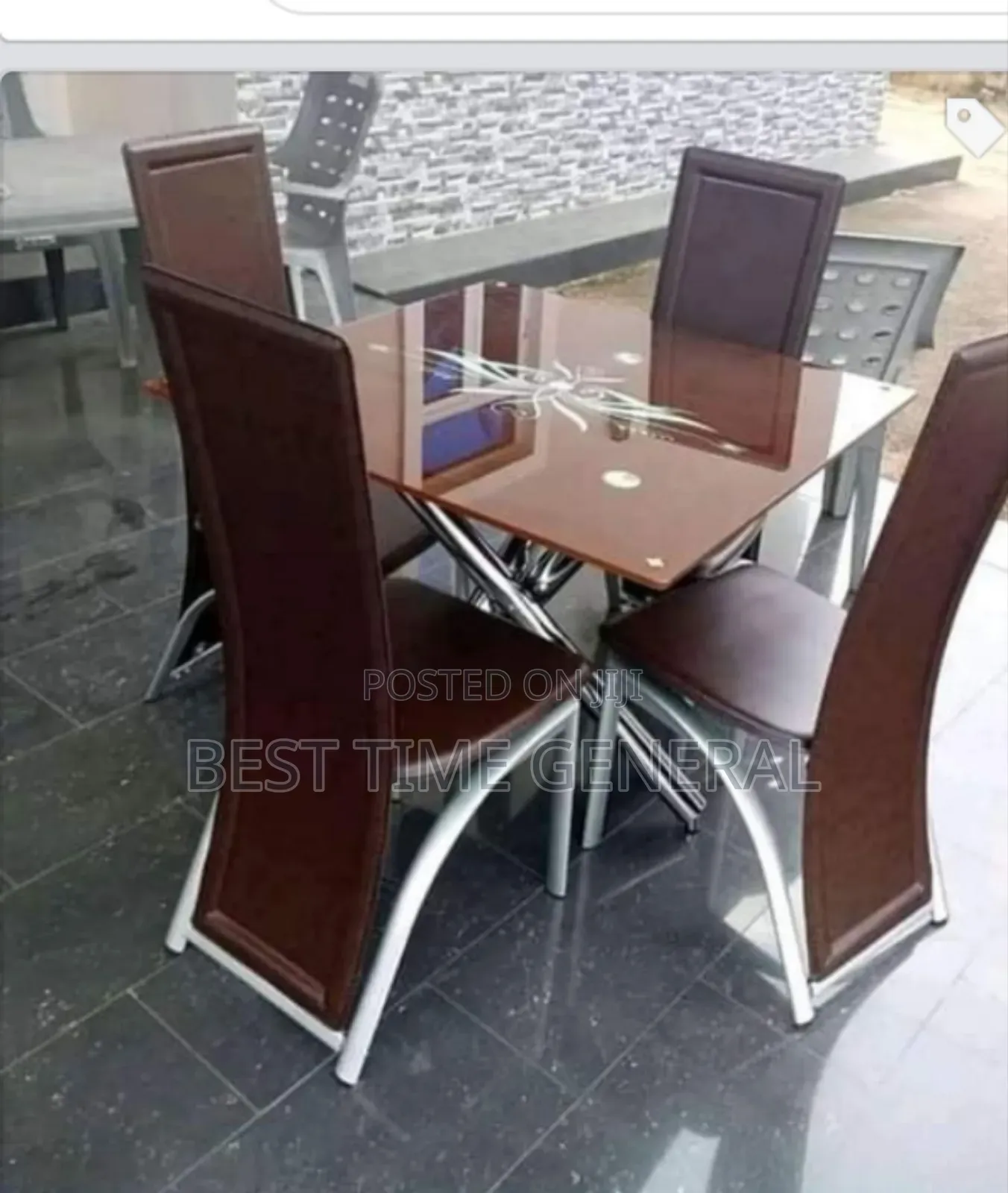 Set of Luxury Glass Dinning Table