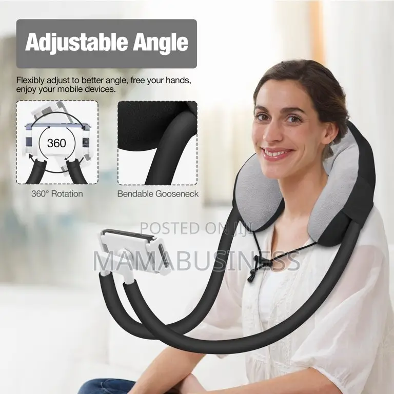 Adjustable Neck Support Pillow With Phone Holder-Black