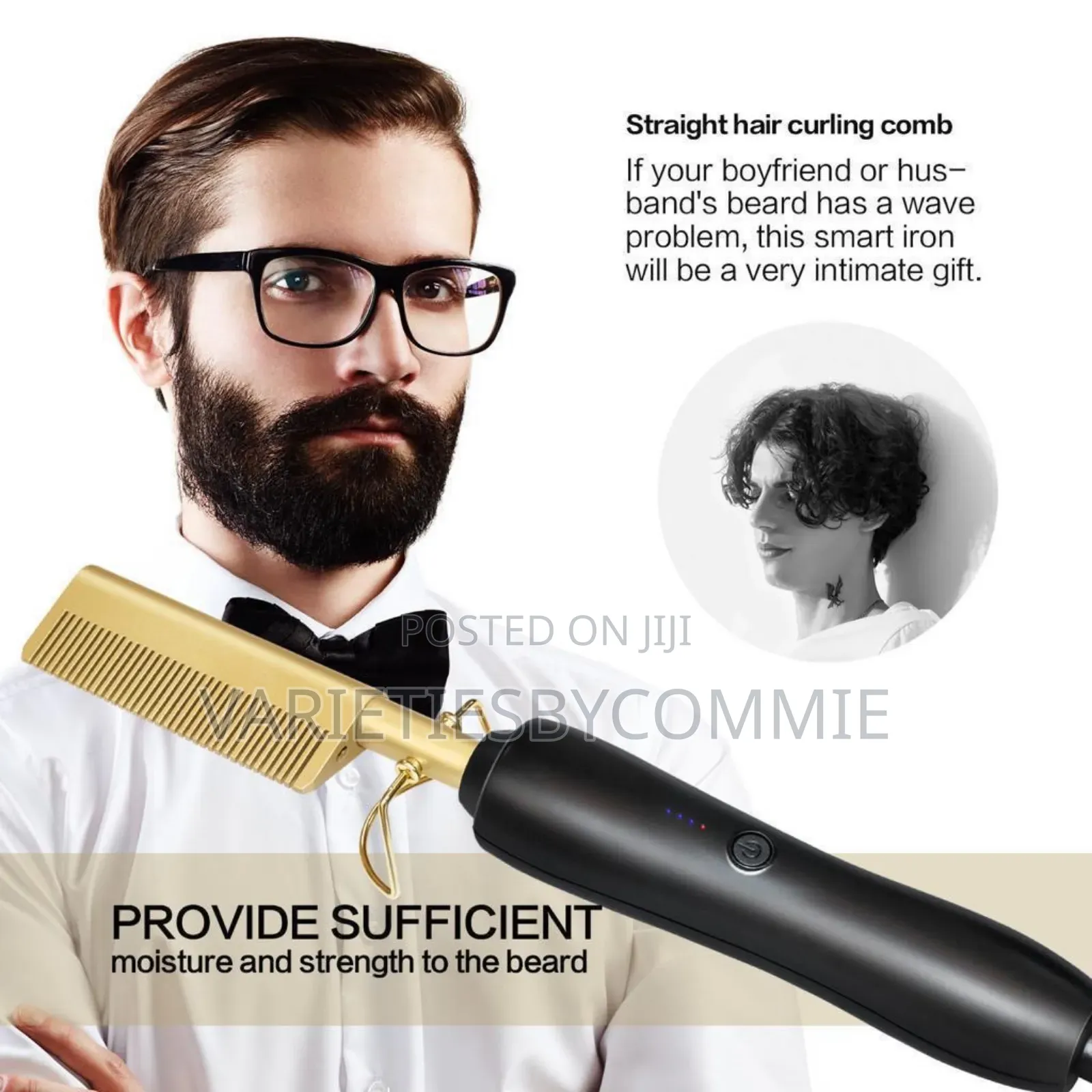 Straight/Curly Gold Plated Hair Styling Comb (Hot Comb)