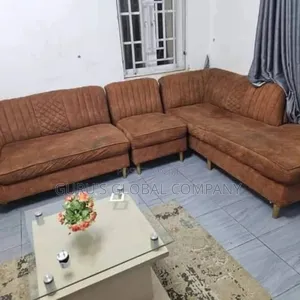 Beautiful Brown L Share Luxury Sofa Chairs